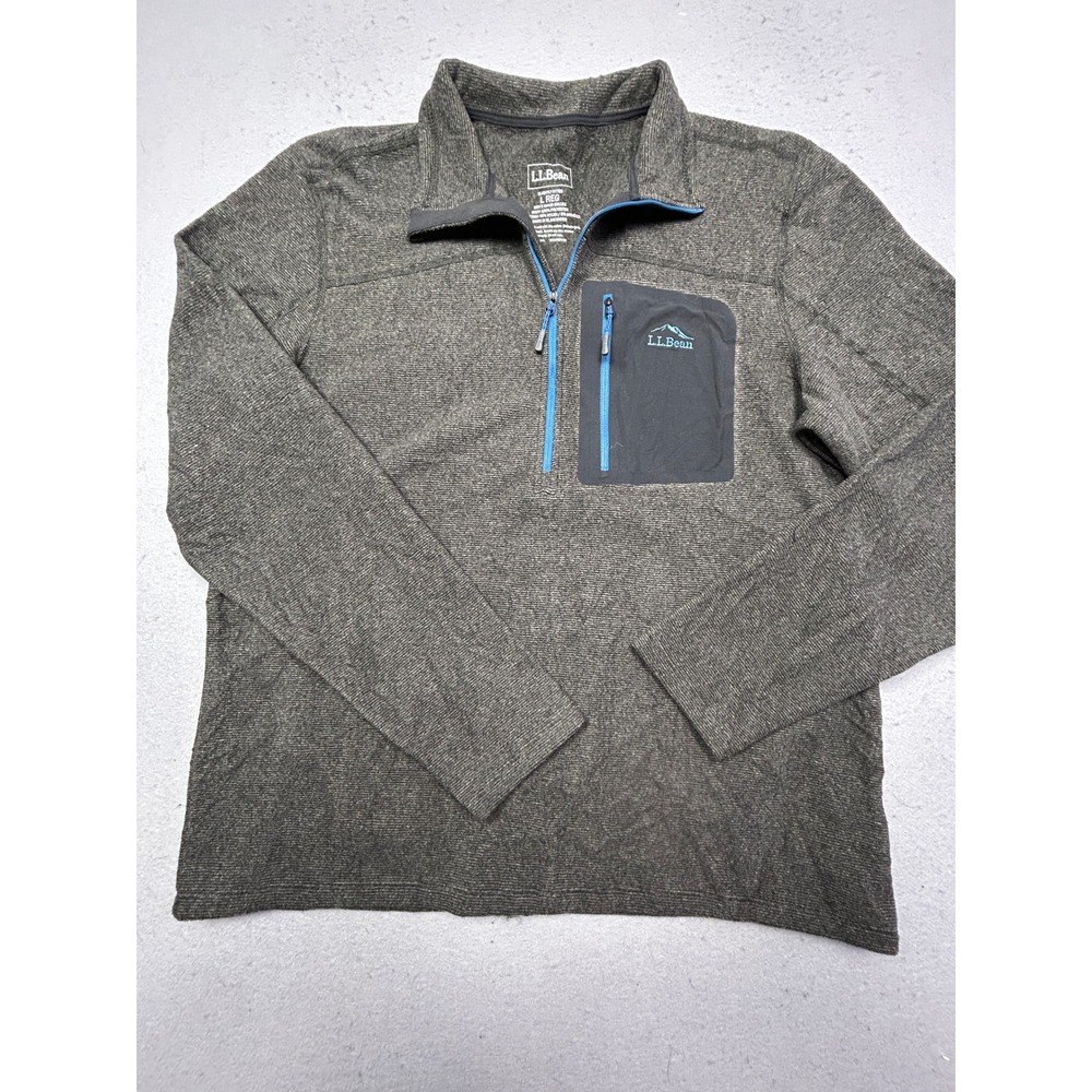 L.L.Bean 1/4 Zip Pullover 100% Polyester Charcoal Gray Large Mens